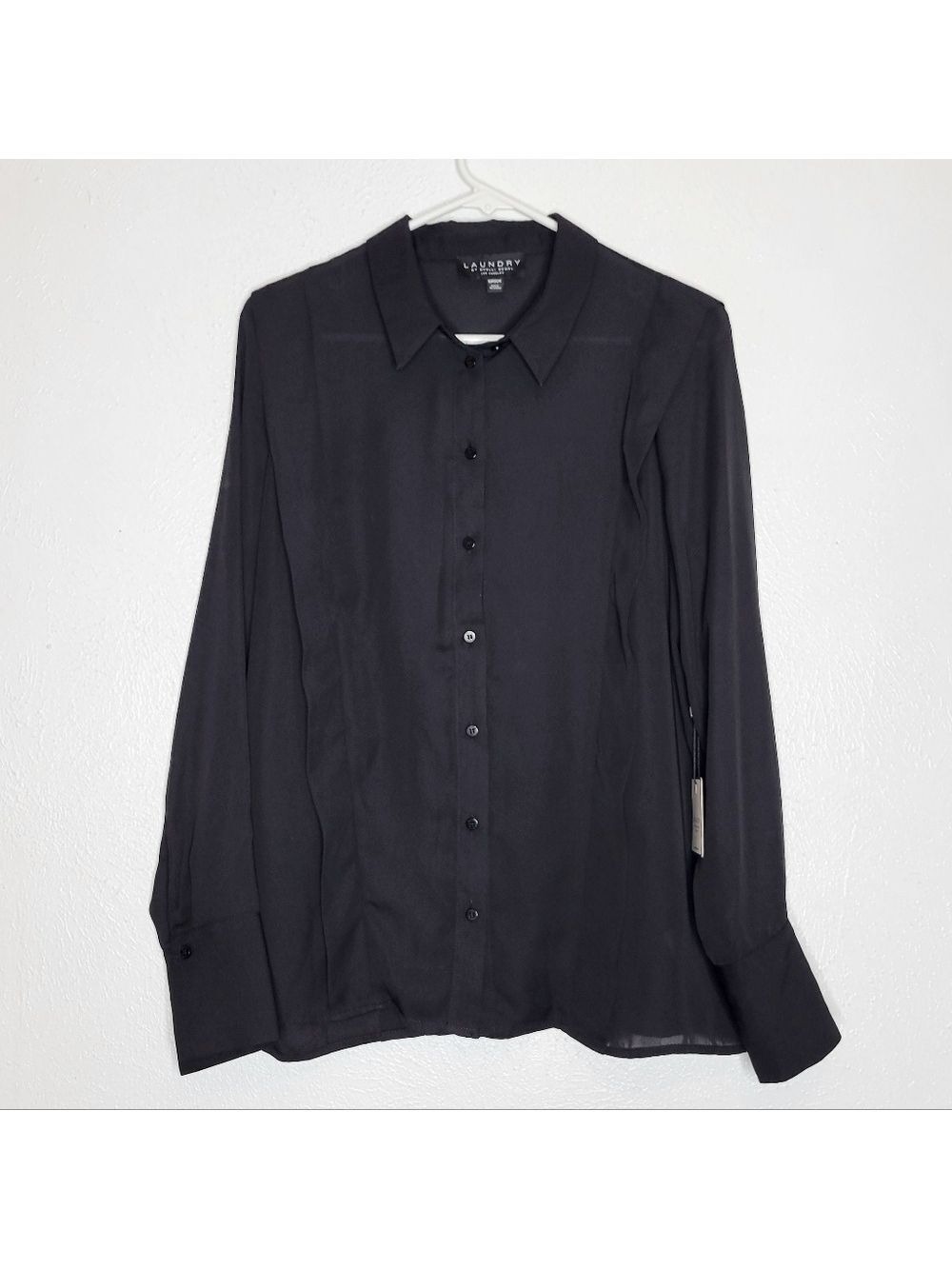 Laundry by Shelli Segal Sheer Black Button-up Shirt Women's Size Small New
